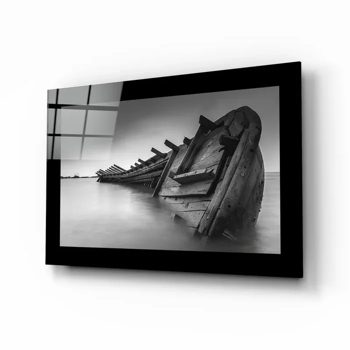 Abandoned Boat Glass Wall Art – 28.5 » x 18 «