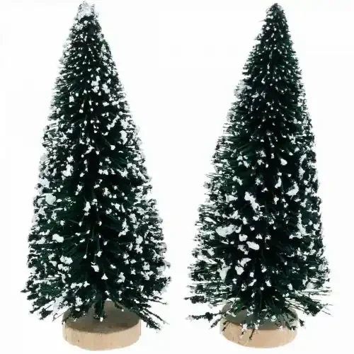Abeto decorativo con nieve, decoración navideña, Adviento H13cm Ø5,5cm 2 piezas