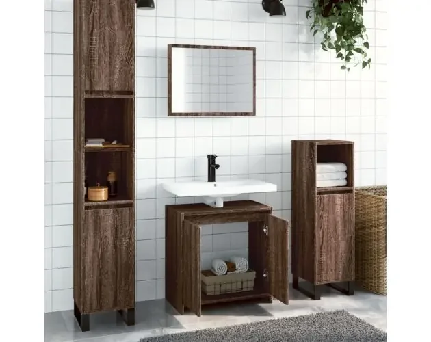 Acquista Ora vidaXL set de muebles baño 2 pzas madera contrachapada marrón roble | Brico Depôt