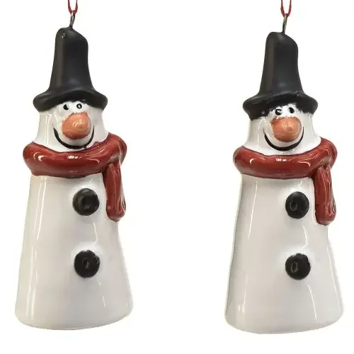 Adorno colgante de muñeco de nieve alegre blanco con bufanda roja y sombrero negro, 7,5 cm, perfecto para árboles de Navidad festivos, 6 piezas