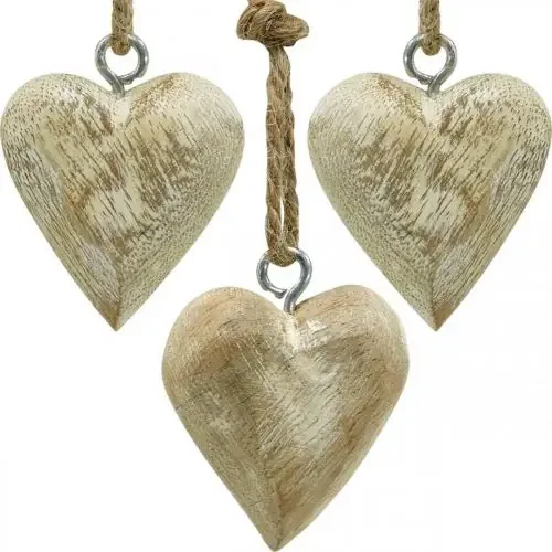 Adornos para árboles de Navidad con forma de corazón de madera 4,5 cm 36 piezas