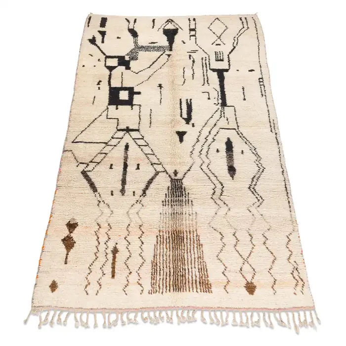 Alfombra BERBER BJ1077 Boujaad tejida a mano desde Marruecos, Boho – beige / negro