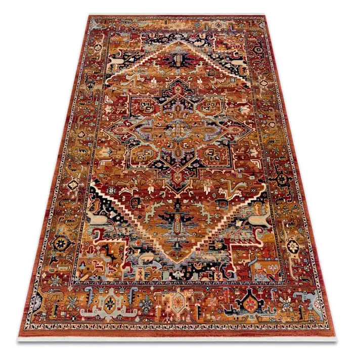 Alfombra KESHAN franjas, Ornamento oriental 2886/53588 burdeos