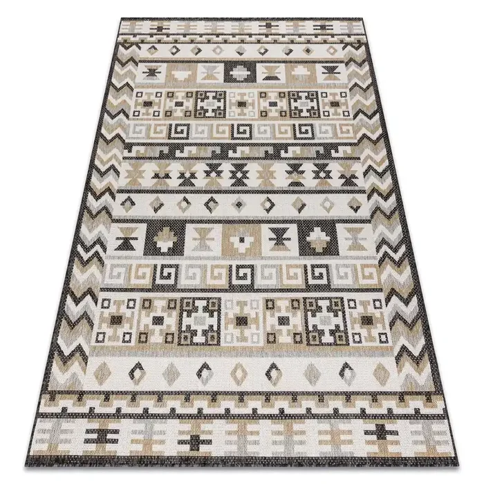 Alfombra sisal COOPER Azteca, Etno, Zigzag 22218 crudo / negro