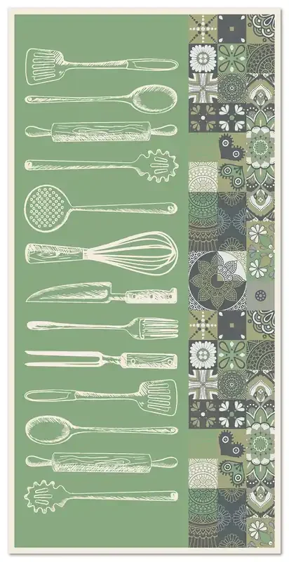 Alfombra Utensilios Cocina Verde – 40 x 80 cm