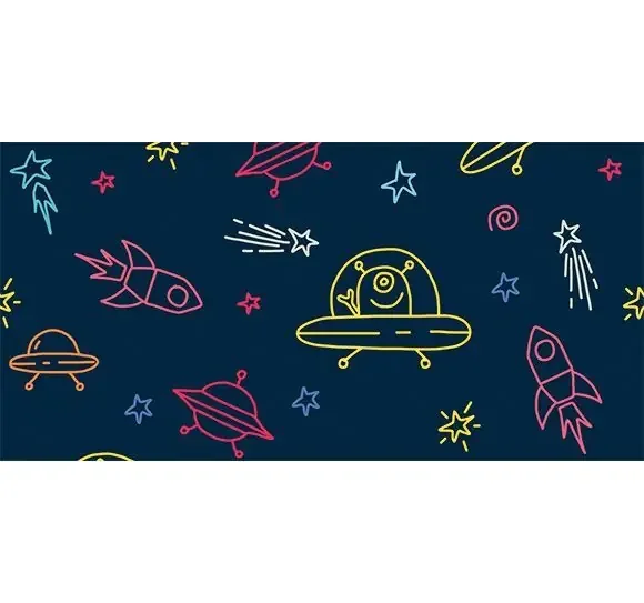 Alfombra Vinílica Infantil Marcianos Azul