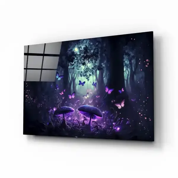 Arte de pared de vidrio de El amor de los hongos – 72×46 cm