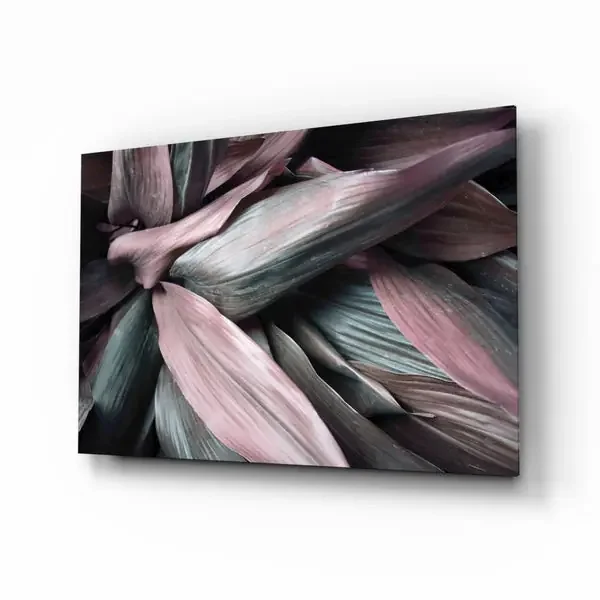 Arte de pared de vidrio de Hojas – 72×46 cm