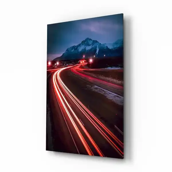 Arte de pared de vidrio de La carretera – 72×46 cm