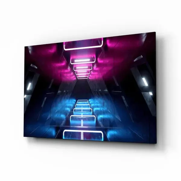 Arte de pared de vidrio de Luces de neón – 72×46 cm