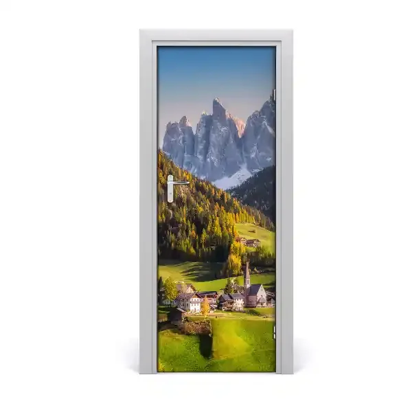 Autoadhesivos lámina puerta Aldea de montaña