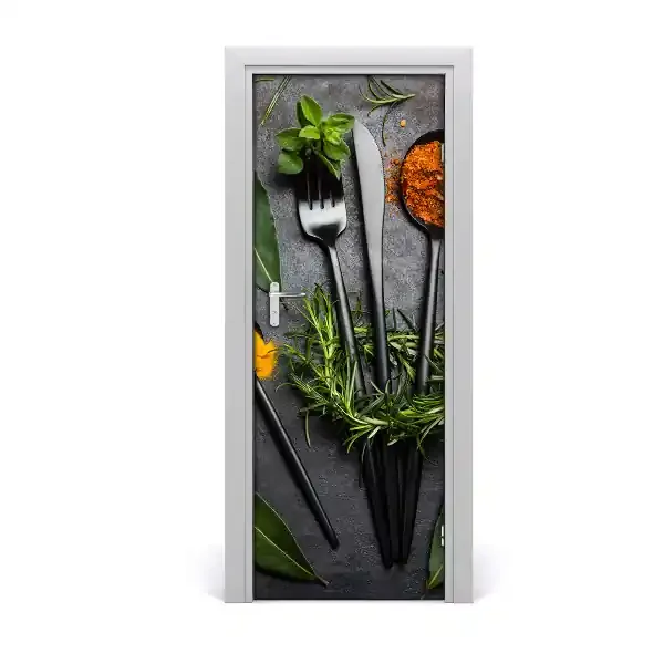 Autoadhesivos lámina puerta Cubiertos y especias