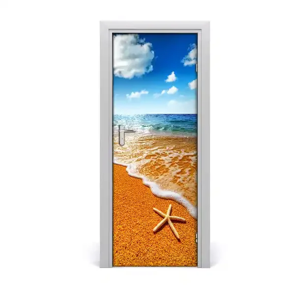 Autoadhesivos lámina puerta Estrella de mar en la playa