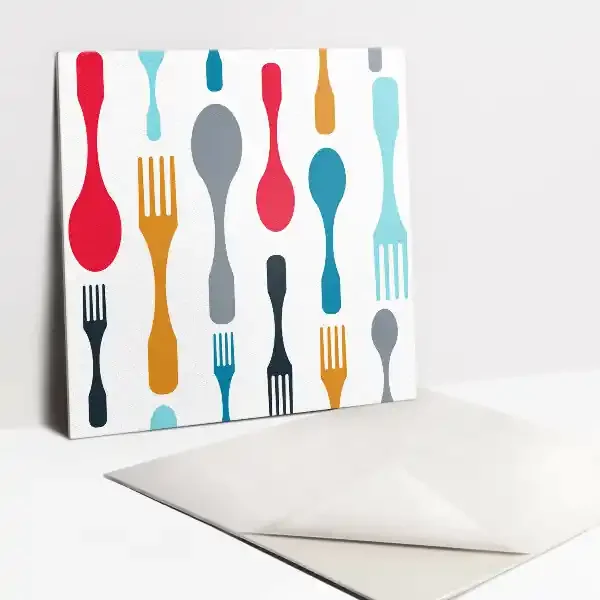 Baldosas vinílicas autoadhesivas Cubiertos coloridos