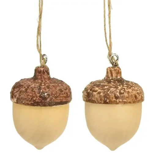 Bellota para decoración colgante otoño natural/marrón 5,3×3,5cm 12 piezas