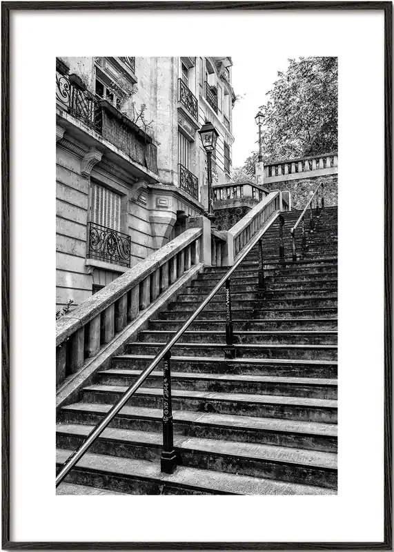 Black Montmartre – Parisian Stair Railing – Poster / 8 » x 12 » in / No