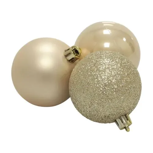 Bolas navideñas plástico champagne brillo mate Ø6cm 10 piezas