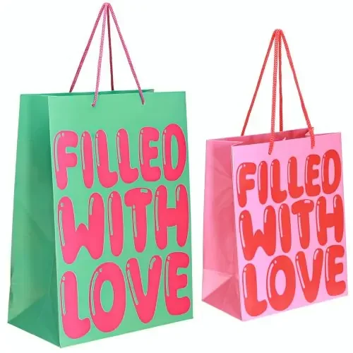 Bolsa de regalo con asas “Filled with Love” 36/23cm Juego de 2