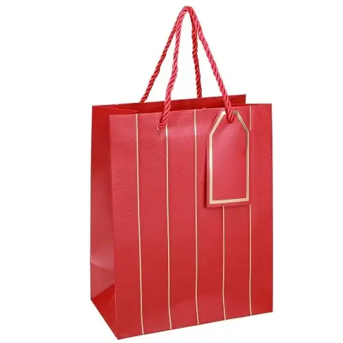 Bolsa regalo bolsa navideña oro rojo 18×10×23cm 1ud