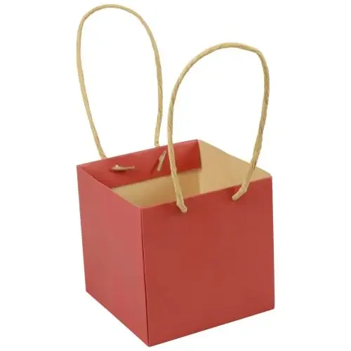 Bolsas de papel rojas con asa bolsas de regalo 10,5×10,5cm 8 piezas