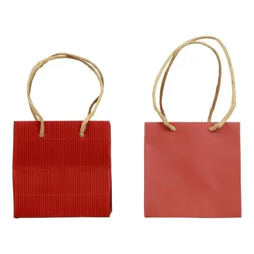 Bolsas de regalo bolsas de papel con asa rojo 12×12×12cm 6ud