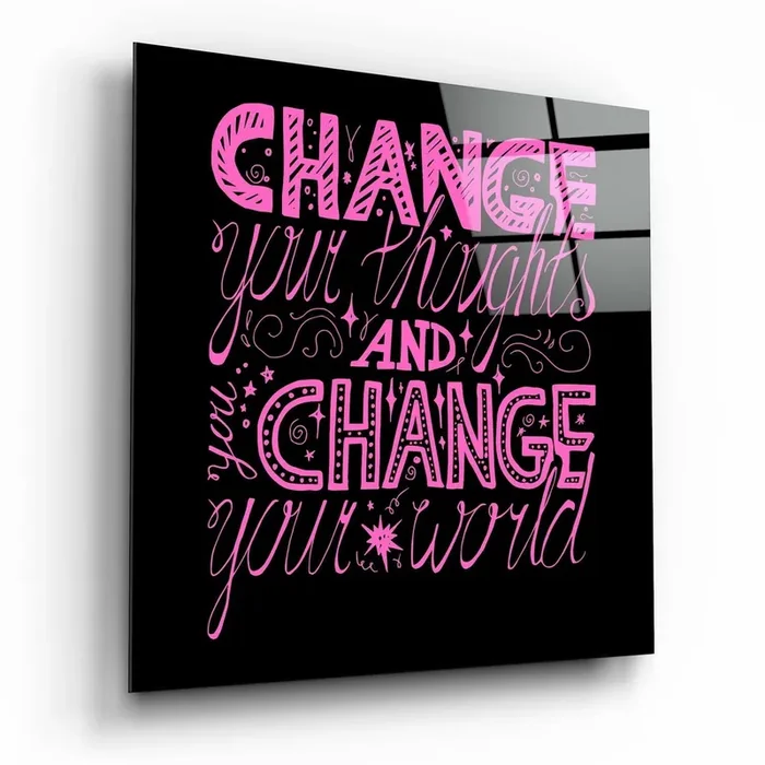“Change Your World” Glass Wall Art – 15 » X 15 «