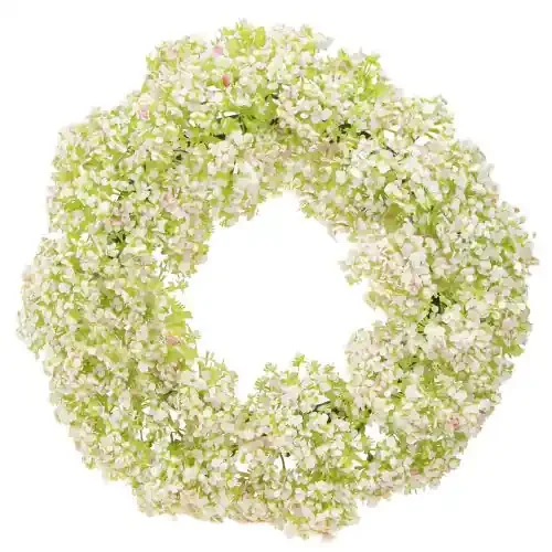 Corona de flores artificiales pequeña corona blanca rosa verde Ø25cm