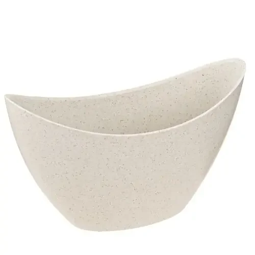 Cuenco decorativo barco planta plástico beige 20×9cm H12cm 3ud