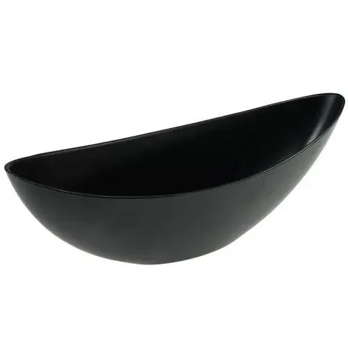 Cuenco decorativo mesa negra decoración planta barco 38,5×12,5x13cm