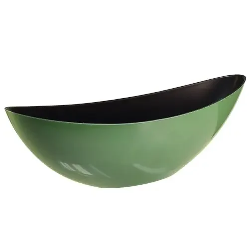 Cuenco moderno en forma de media luna verde de plástico 39 cm – versátil para decoración – 2 piezas