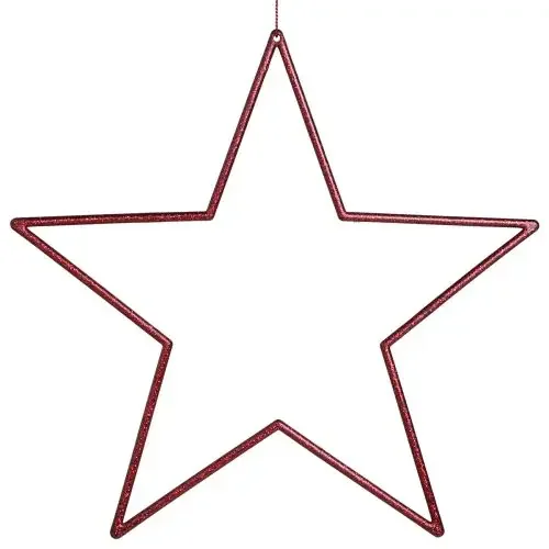 Estrellas decorativas grandes rojas para colgar estrellas con purpurina 24cm 6uds