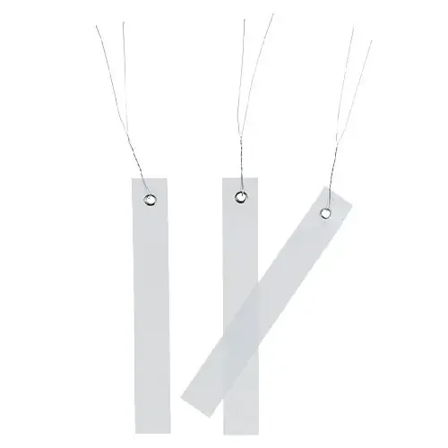 Etiquetas colgantes blancas 20mm x 140mm 250uds
