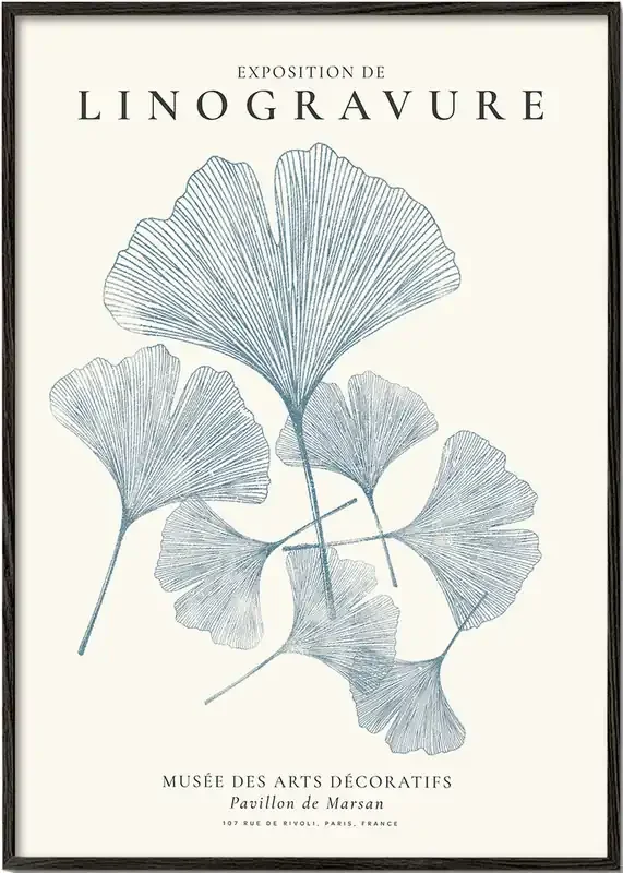 Exposition de linogravure, Ginkgo leaves – Poster / 8 » x 12 » in / No