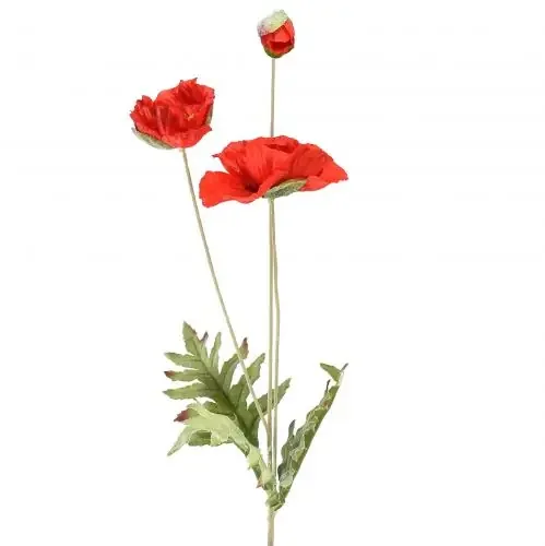 Flor de jardín decorativa amapola con 3 flores roja L 70 cm