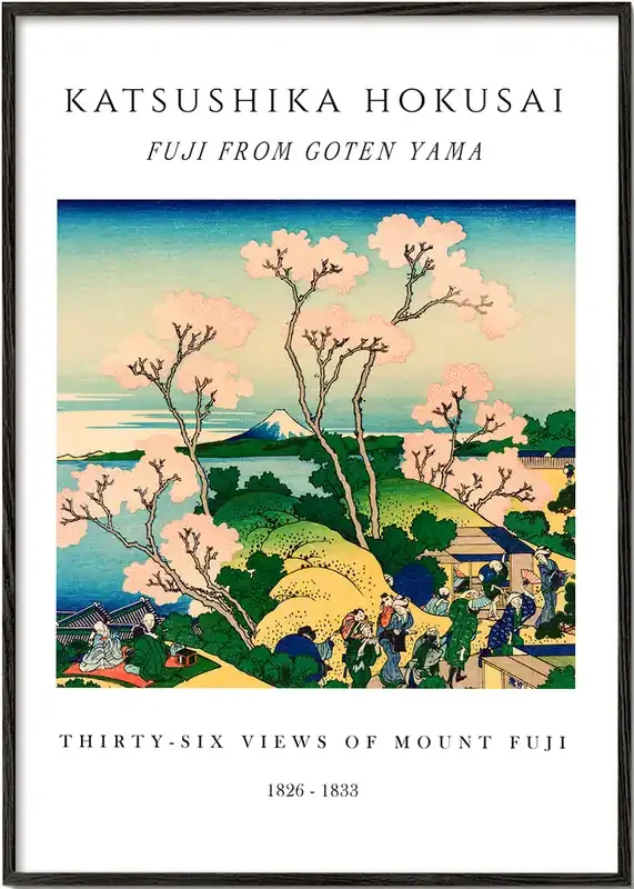 Fuji from Goten Yama Exhibition White – Katsushika Hokusai – Poster / 8 » x 12 » in / No