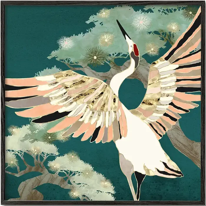 Golden Crane Square – Poster / 20 » x 20 » in / No