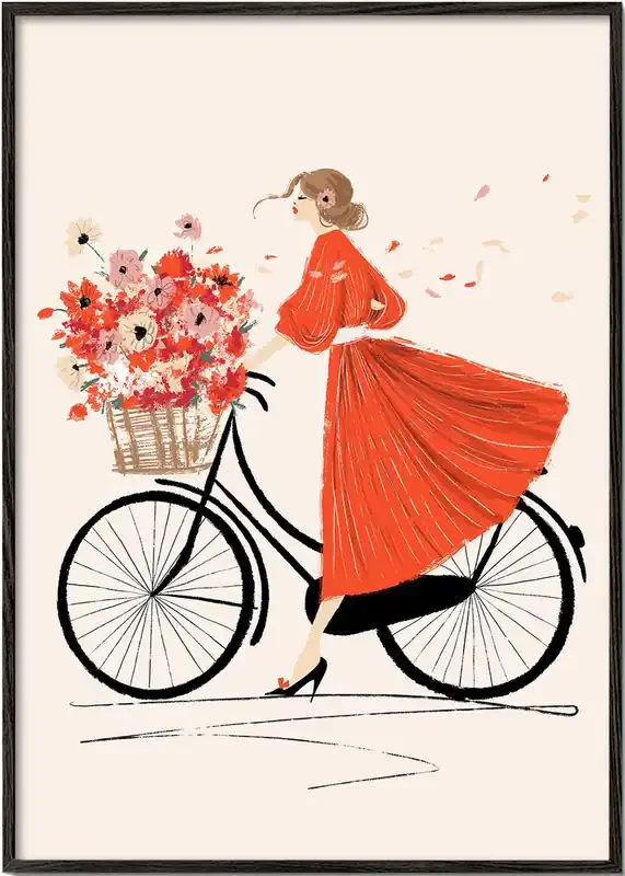 Illustration À bicyclette – Poster / 8 » x 12 » in / No