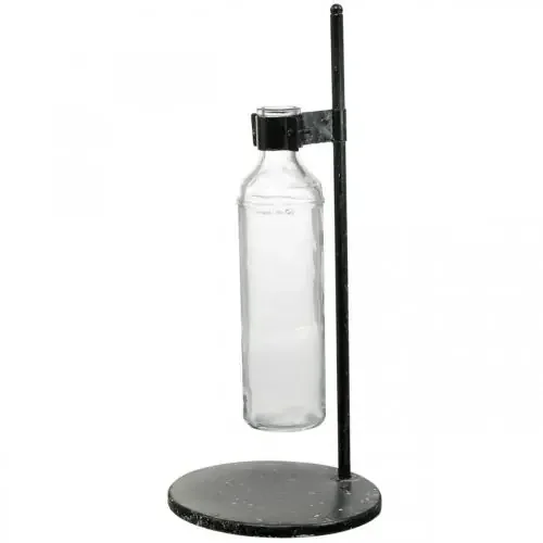 Jarrón decorativo botella decorativa con soporte de metal negro Ø16cm