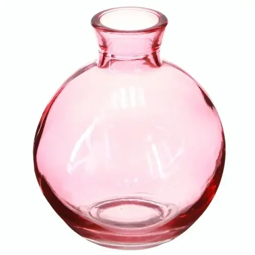 Jarrones de cristal bulbosos rosas retro mini jarrones Ø7,5cm H9cm 6 uds