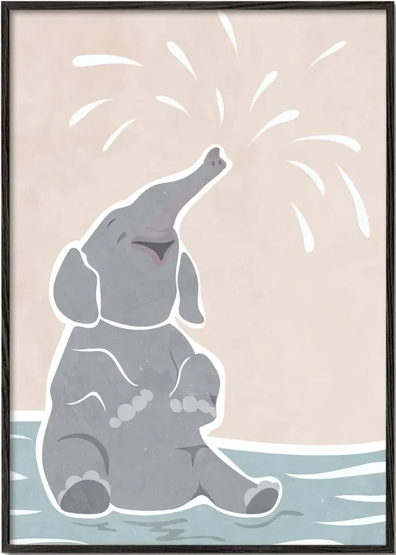 Kids Scandi Elephant – Poster / 8 » x 12 » in / No