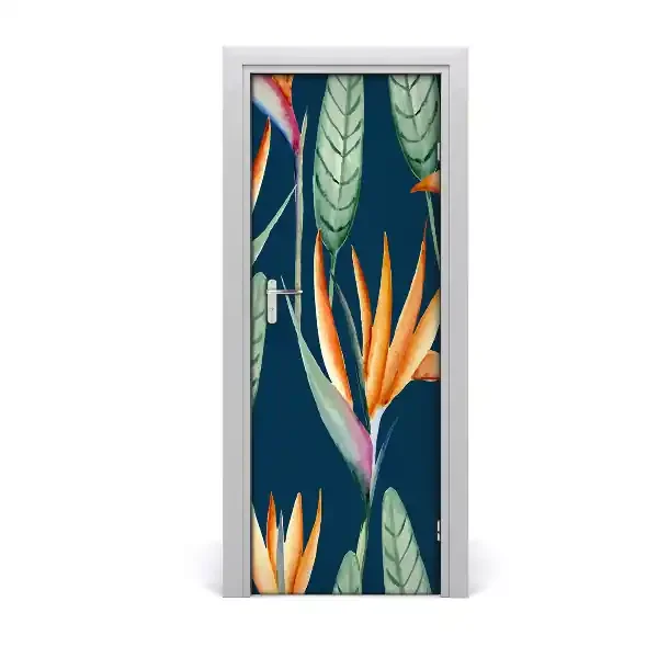 Lámina adhesiva de puerta Ave del paraíso