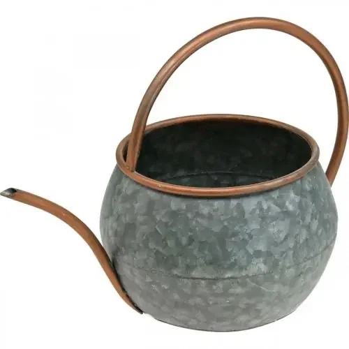 Macetero decorativo de metal para decorar, decoración de jardín, regadera para plantar plata, cobre L41cm Ø26cm H30cm
