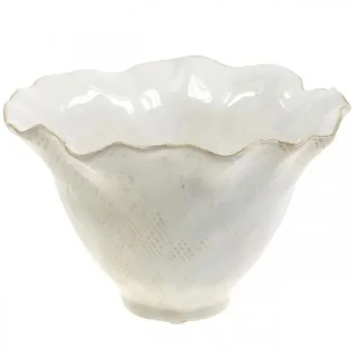 Macetero macetero de cerámica copa de flores macetero blanco Ø19cm