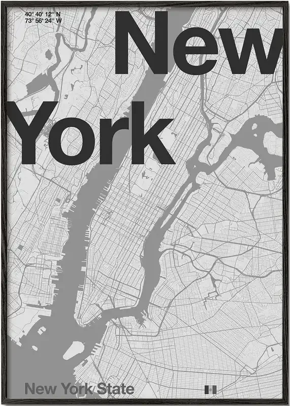 New York – Minimal Map – Poster / 8 » x 12 » in / No