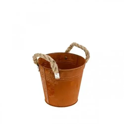 Olla de metal con asas, maceta para hierbas, decoración de óxido Ø16.5cm H15cm