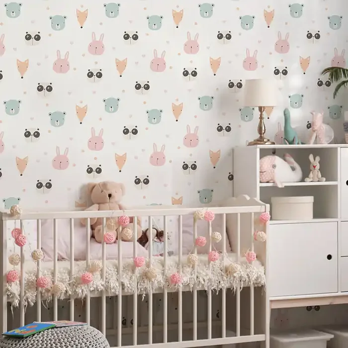 Papel pintado autoadhesivo Animal friends