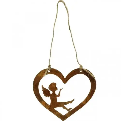 Percha decorativa metal patinado deco corazón ángel Ø15cm 6pcs