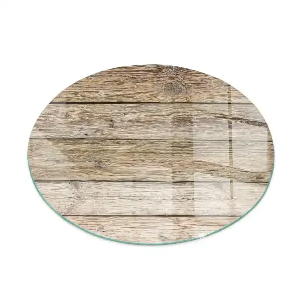 Placa de vidrio para chimenea redonda Tablones de madera natural