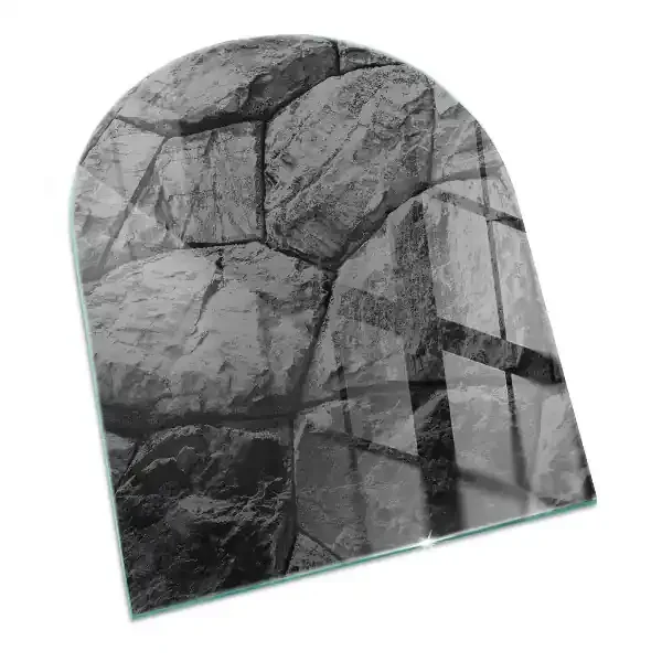 Placa protectora suelo estufa semi-ovalada Patrón de piedra natural