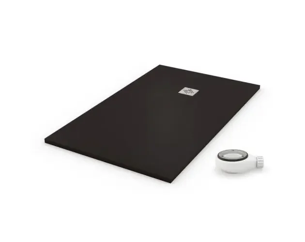 Plato de ducha de resina negro – 100x130cm mod. Natural válvula+rejilla | Brico Depôt Edizione Limitata